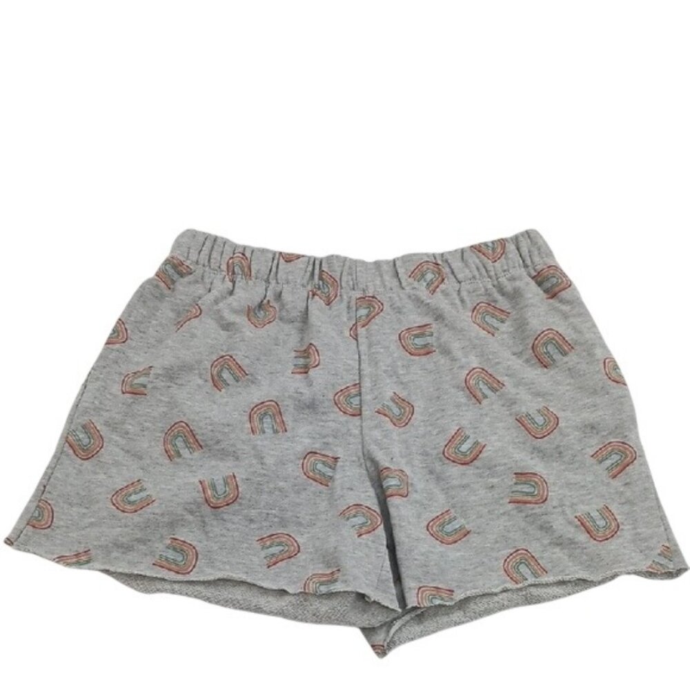 Mighty Fine Shorts Gray Elastic Waist Rainbow Print Loungewear Womens Size S